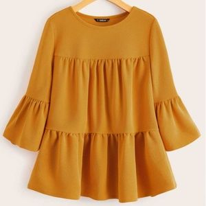 SHEIN Plus Size Flounce Sleeve Peplum Blouse